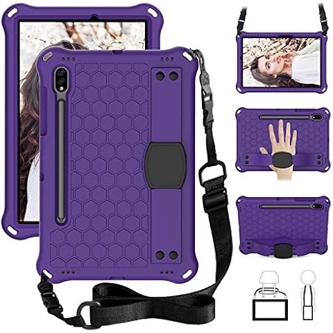 Samsung Galaxy Tab s7 Case 2020 Heavy Duty Shockproof Rugged Case with Shoulder Strap & Hand Strap, Kickstand for Galaxy Tab S7 11 Inch SM-T870 SM-T875 2020 Model (Purple) Cover