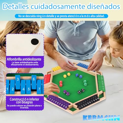 Juego de mesa de madera Shut The Box tradicional con acabados de calidad 5