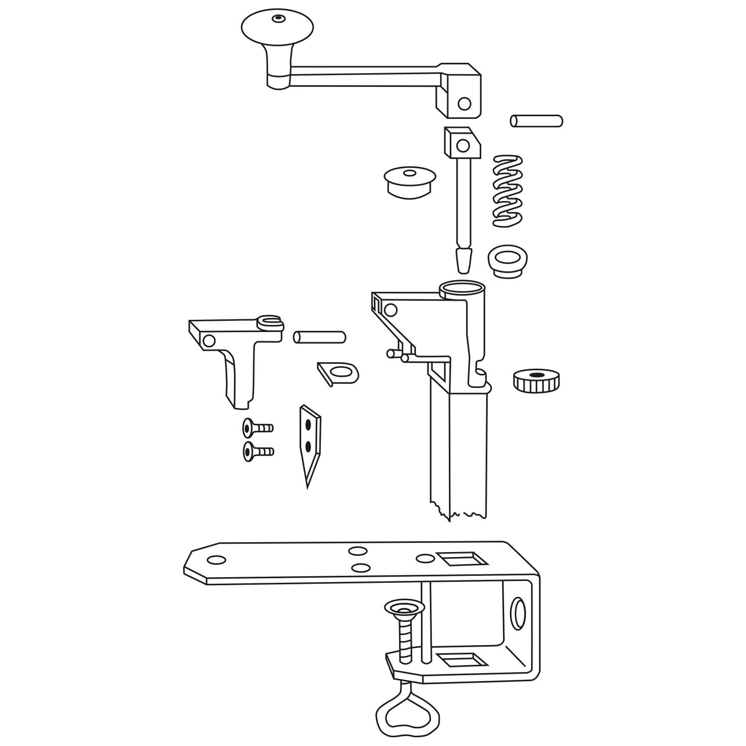 Westmark Zestaw: Otwieracz gastronomiczny do konserw, Mocowany do blatu + Zestaw części zamiennych, Do kuchni profesjonalnych; Długość: 84 cm, Stal/Stal nierdzewna, Sieger Clou 40, 198522E6