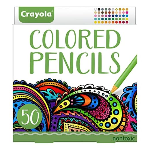 Crayola Colored Pencils, Adult Coloring, Fun At Home Activities, 50 Count, Multicolor