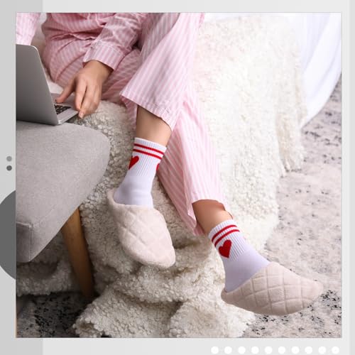 Utensilsto 4 Paar Tennissocken Damen 39-42 Sportsocken mit Streifen Herz Motiv Tennis Socken Damen Laufsocken Atmungsaktiv Baumwollsocken für Sport und Freizeit
