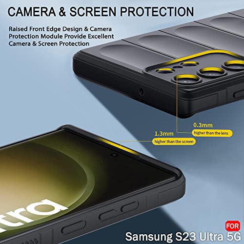 Image of TheGiftKart Liquid Silicon Back Cover Case for Samsung Galaxy S23 Ultra 5G | Shockproof Military Grade Protection | Micro-Fibre Cloth On Inner Side | Built-in Anti-Slip Grip Cover Case (TPU, Black)