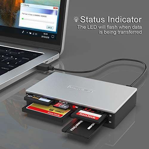 INDMEM SD Card Reader USB C OTG Memory Card Reader USB 3.0 All-in-1 Read 5 Cards Universal Adapter Multi Hub for CF, Micro SDXC, Micro SD, SDHC, MMC, RS-MMC, MS, M2, TF, xD Picture Card - Thumbnail 4
