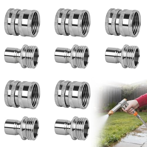 5 Set 3/4 Inch Stainless Steel Garden Hose Quick Connect Fittings Kit 3/4 Inch GHT Water Hose Fittings Quick Release Hose Connector for Water Pipe Watering Tool and Spray Nozzle