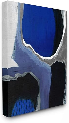 Stupell Industries Diseño abstracto masculino azul cobalto, gris y negro, diseñado por Studio W Wall Art, 30x40, lienzo