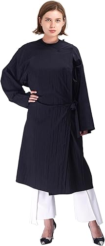 Miniatura 1 de TopTie Bata de salón de belleza Vestido de cliente unisex, cierre frontal ajustable, ligero resistente al agua-negro