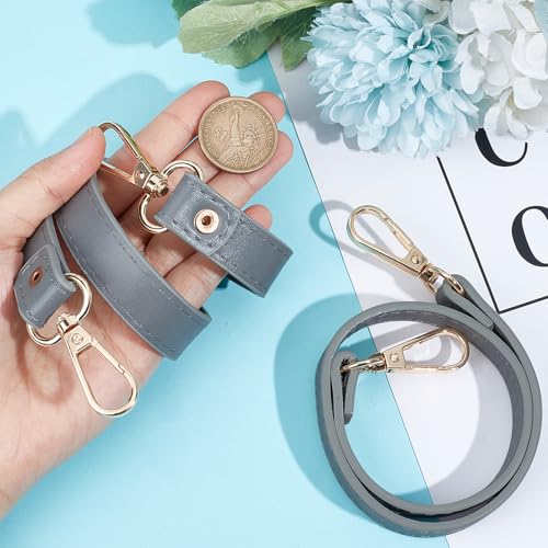 Image of GORGECRAFT 2Pcs 47cm Leather Purse Strap Gray Short Shoulder Bag Straps Replacement Imitation Leather Bag Handles with Golden Alloy Swivel Clasps for Underarm Bag Handbag Tote Satchel Purse Making