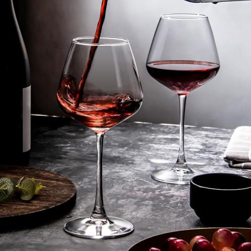 Image of Premium Wine Glasses 460ml, Set of 6 Long Wine, Burgundy Clear Glasses with Stem for Wedding Anniversary, Birthday, Gift (RKT-01, Set of 6)