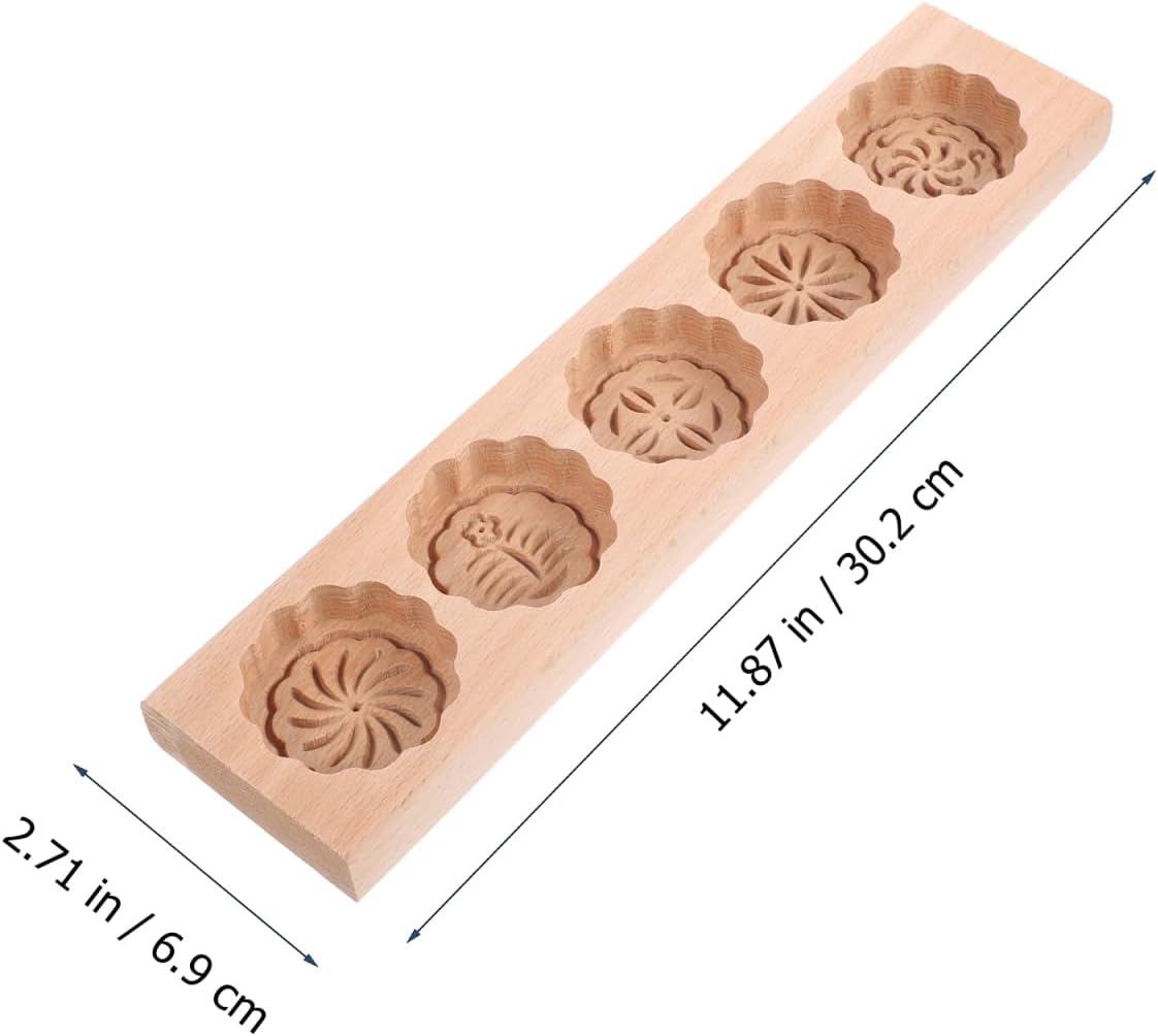Wooden Moon Cake Mold 11.88 Inch Decorative Pattern Baking Tool for Diy Pastry Making with Natural Wood Material Easy to Use and Clean for Home Baking - Image 2