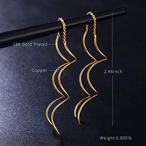Fresh Style Exquisite Threader Dangle Earrings Curve Twist Shape for Women's Gift E1584