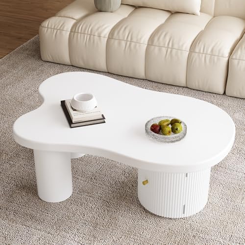 WISDOMLIFE Asymmetrischer Couchtisch mit Stauraum, Robuster Coffee Table 100×60×37 cm, Schlichtes Möbel für Wohnzimmer Büro mit Aluminiumgriff Schrank – Bild 8