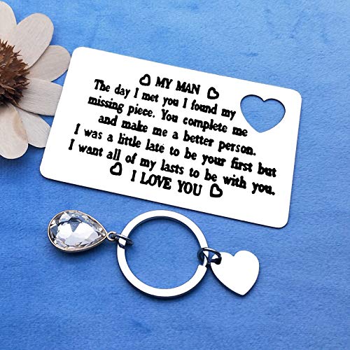 Engraved Wallet Insert Card for Husband Valentines Gift Couple Gifts To My Man Card Keychain Husband Gifts from Wife I Love You Gifts for Husband Boyfriend Christmas Anniversary Birthday Gifts for Men2