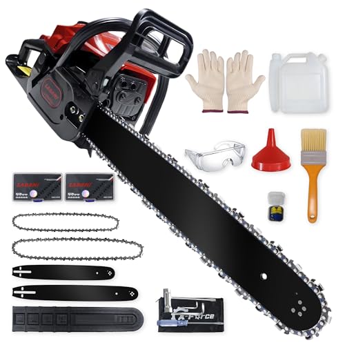Benzin Kettensäge 58CC Profi,2-Takt-Motorsäge,3,5PS Motorkettensäge mit 20 Zoll&16 Zoll Schwert,2 Ketten,Vibrationsdämpfung,Sicherheitsschalter,Benzin-Baumpflegesäge für Holzfällen,Gartenarbeit