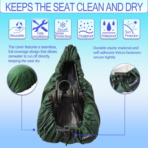 Image of Waterproof Bicycle Seat Covers Dustproof Rainproof UV-Resistant and Windproof Easy to Install and Clean Reusable Suitable for Men's and Women's Mountain Bike and Narrow Seats(2pcs Green)