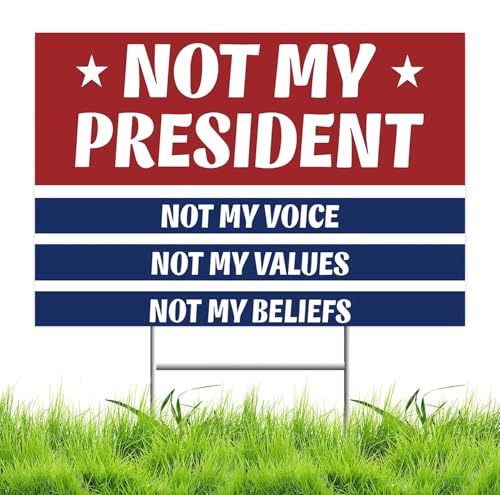 No Kings Protest Yard Signs Not My President Yard Sign Double Sided Corrugated Plastic Outdoor Lawn Garden Sign with Metal H Stake 18x12