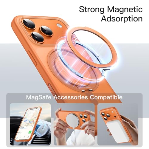 JETech Hülle mit Ringständer für iPhone 17 Pro Max, Orange – Ansicht 4