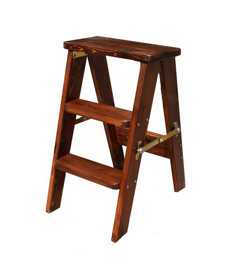 Tabouret ladder fold bois échelle 3 marches double usage tabouret de bibliothèque 60 cm