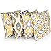 Penguin Home® 100% bawełna dekoracyjne dwustronne kwadratowe poszewki na poduszki z niewidocznym zamkiem błyskawicznym 45 cm x 45 cm x 18 cali (zestaw 4, żółty/szary wzór), 45 x 45 x 1 cm
