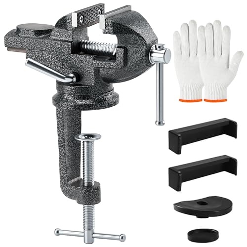 Table Vise 2.5 inch, 360° Rotating Clamp-On Work...