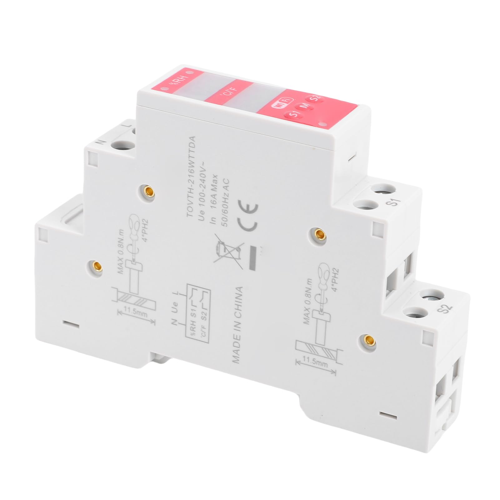 Ausla Contrôleur de Température et d'humidité, Capteur de Montage sur Rail DIN 16A Compatible WiFi pour Fermes D'élevage et Incubateurs
