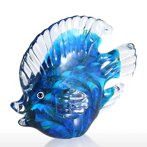 Blue Tropical Fish Glass Sculpture Home Decoration Office Ornament, Christmas Birthday Gift #TOP5