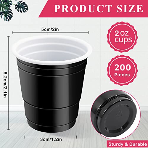 Cynquma 200Pcs 2 Oz Shot Cups,Plastic Shot Glasses,Black Shot Glasses Disposable,Mini Party Cups,Disposable Plastic Shot Cups For Drinking Birthday Party Tasting Serving Samples And Tastings (Black) #TOP1