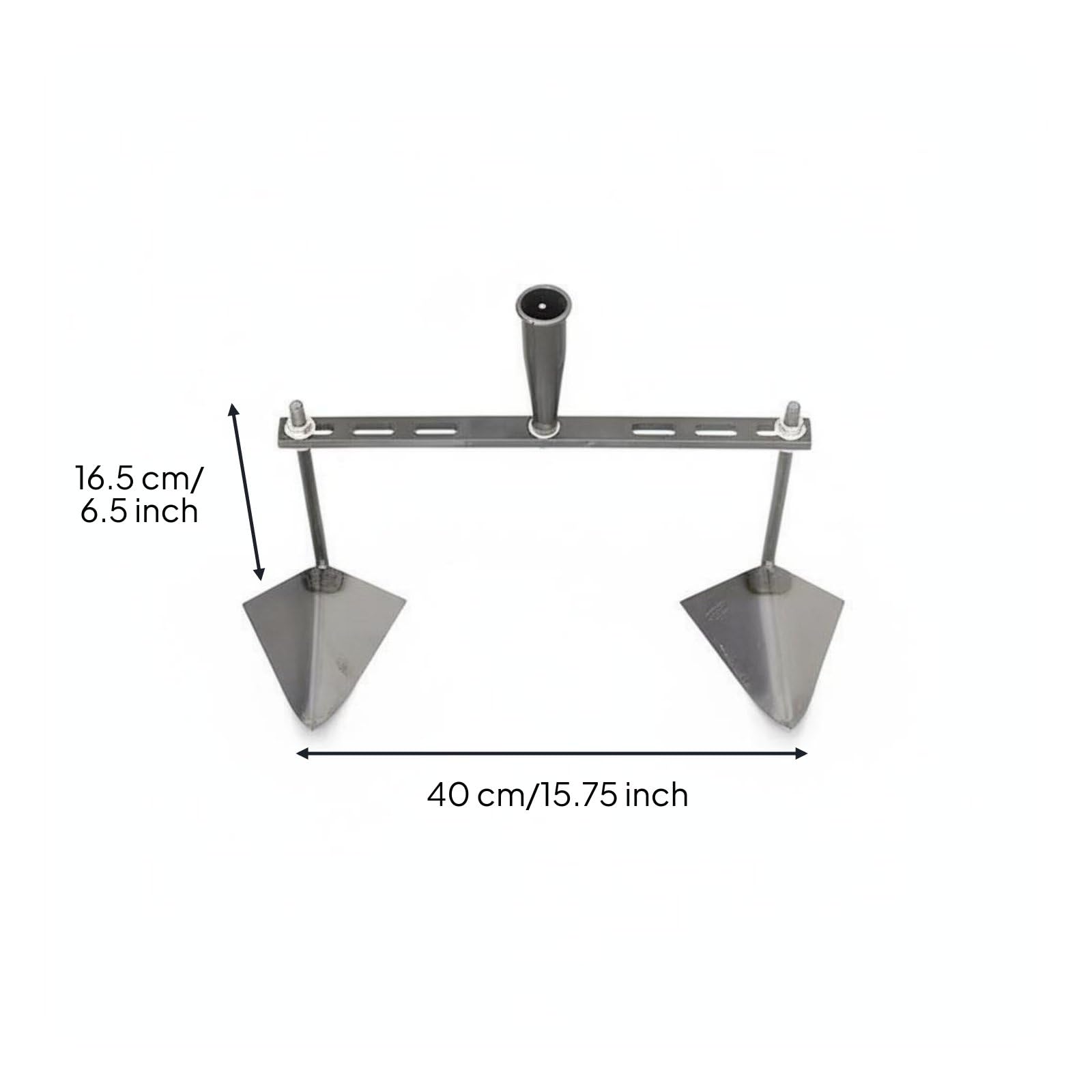 Colcolo Houe Agricole Outil de Jardinage Cultivateur Manuel Sarcloir Tranchant Charrue à Sillons avec Réglage de l'Écartement sur Acier au Manganèse Adaptée, 40CM 2 Heads
