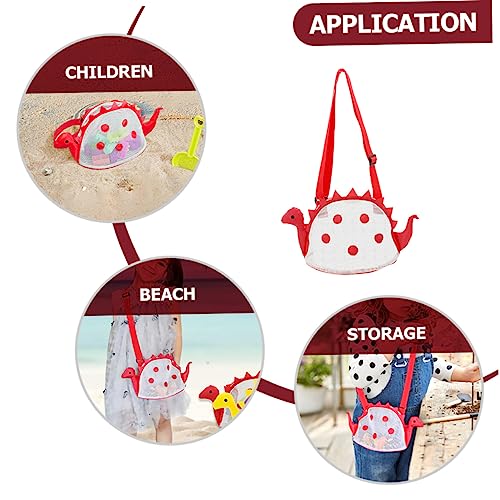 SUPVOX Sturdy Mesh Beach Bag for Boys and Girls Red Straw Beach Tote Toys Bag for Boys and Girls4