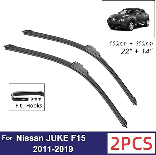 Miniatura 2 de Limpiaparabrisas delantero compatible con Nissan JUKE F15 2011-2019, limpiaparabrisas delantero de goma suave, parabrisas automático de 22 + 14