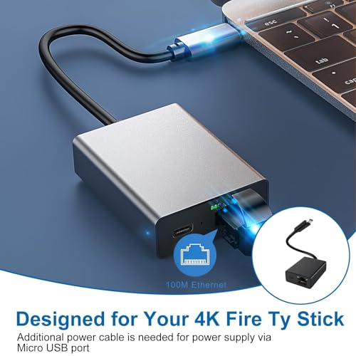 Image of Ethernet Adapter for Fire TV Stick, Firestick Micro USB to RJ45 Ethernet Network Adapter Compatible with Chromecast Google Home Mini, 4K Fire TV and More Streaming Sticks
