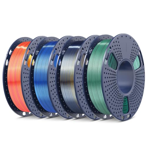 Image of SUNLU 250G Silk Dual Color PLA Filament Bundle Muticolor, 1kg in Total | Silk 3D Printer Filament, Individually Vacuum Packed, 250G Spool, 4 Pack, Red Gold+Black Blue+Black Gold+BK Green