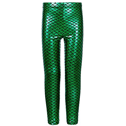 New Kids Girls Mermaid Fish Scale Holographic Slimfit Metallic Leggings Trousers