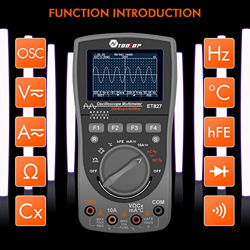 Image of 2 in 1 Handheld Oscilloscope Multimeter Digital Signal Generator 2 Channels 40Mhz Bandwidth 200 MSps 6000 Counts DIY and Lab Voltage Current Diode Triode Test