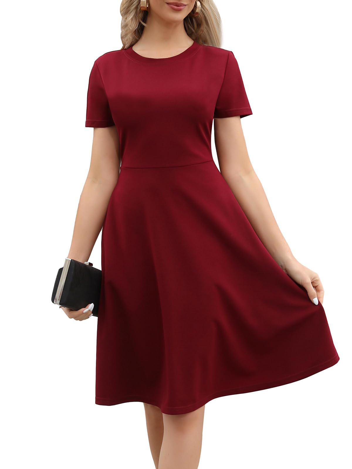 Women's 2026 Fit and Flare Dress Summer Casual Elegant Vintage Floral Printed Work Party A-line Dress with Pockets 162