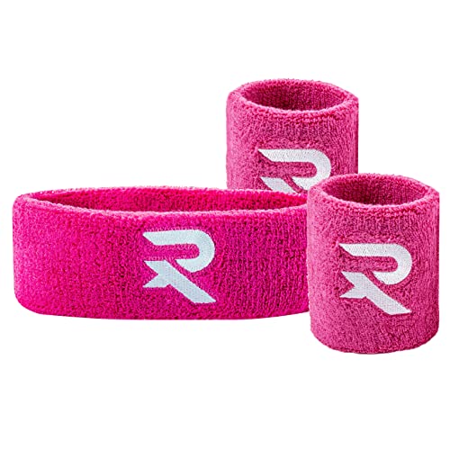Raquex Wristband and Headband Set, Snug Fit Exercise Band, Cotton Sweat Bands for Men and Women