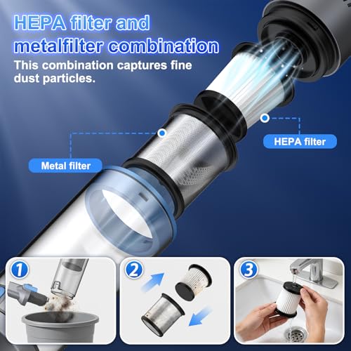 Image of Stick Handheld Vacuum Cordless, Powerful Suction with Lightweight, Portable Rechargeable with Multi-Nozzles One-Touch Empty Dust Cup, HEPA Filter Vacuum for Home Pet Hair Car Office (VA004)
