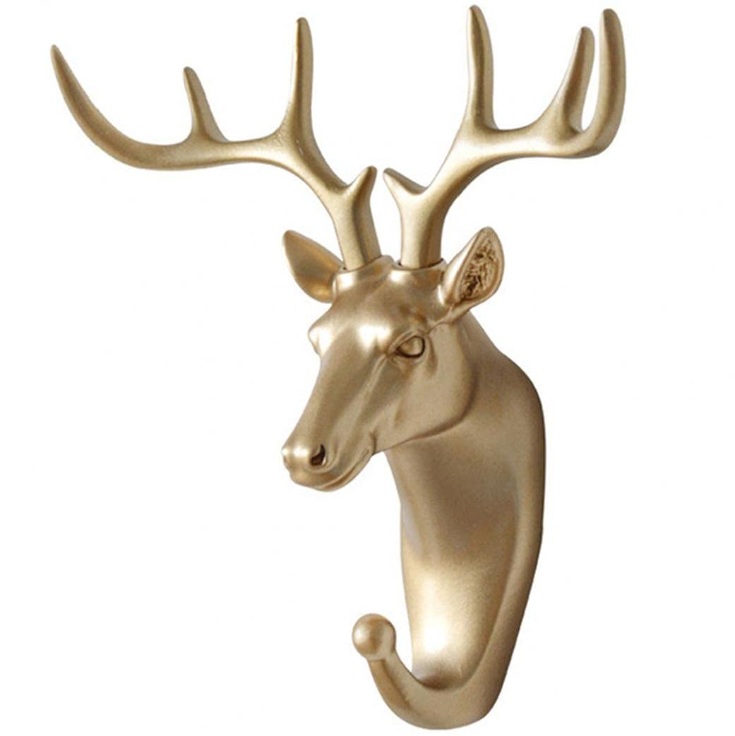 Tossper Golden Wall Hanging Hook Deer Antlers Wall Coat Rack Self Adhesive Display Racks Key Hanger Wall Storage Horns Hangers