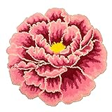 Pink Peony Flowers Shape Round Area Rugs Polyester Rug for Bedroom/Kitchen/Bathroom/Bedside Floor Ma
