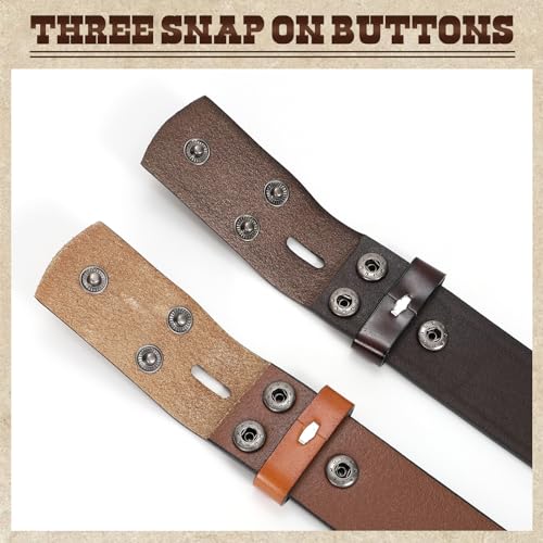 Western Belts for Men Women without Buckle, 2 Pack Cowboy Cowgirl Belt Strap Country Western Leather Belts for Jeans3