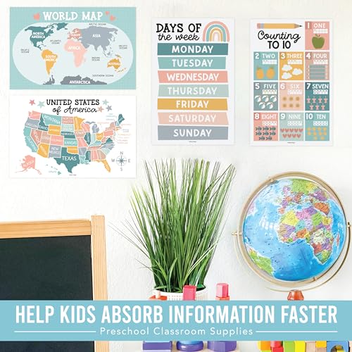 16 Boho Preschool Classroom Posters - Educational Posters For Toddlers 1-3, Toddler Learning Posters, Homeschooling Supplies, Alphabet Poster For Toddlers, Days Of The Week Poster For Kids Posters - Image 7