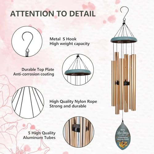 Image of ASTARIN Personalized 20th 50th Anniversary Wind Chime, Happy Anniversary Wedding Valentine's Day Gift for Wife Husband Men Women Sister, Golden Anni Keepsake for Parents Couples