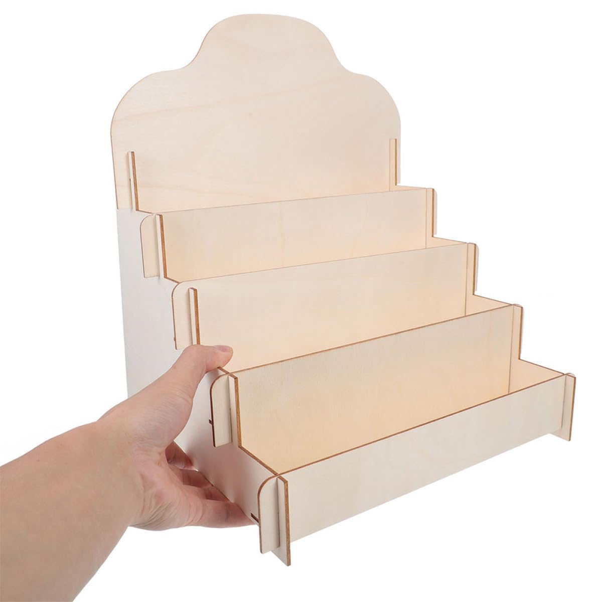 Homoyoyo Présentoir en Bois à Étages pour Cartes de Vœux et Posters Beige, Organiseur Élégant à Structure Multi-Niveaux pour Comptoirs de Vendeurs, Lot de 2