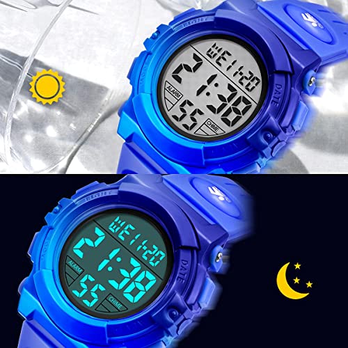 Image of Kids Watch,Boys Watch for 3-15 Year Old Boys,Digital Sport Outdoor Multifunctional Chronograph LED 50 M Waterproof Alarm Calendar Analog Watch for Children with Silicone Band,Kids Gift