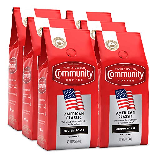 Image of Community Coffee American Classic, 72 Ounces Ground Coffee, Medium Roast, 12 Ounce Bag (Pack of 6)