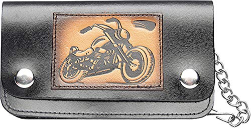 Preisvergleich Produktbild SunnyTrade24 Geldbeutel Wallet Chopper - Kassierer Biker Geldbeutel - echtes Leder mit Metall Kette und Karabiner für den Gürtel