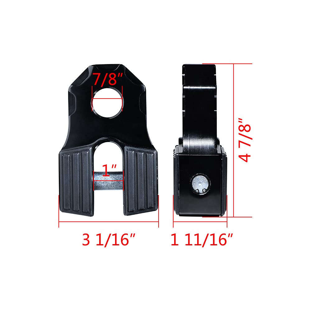 Astra Depot Winch Accessory Black Winch Shackle Mount Flat Towing Hook with Iron Pin & Rubber Guard-30,000 lbs & 1/2