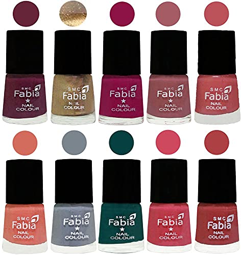 Image of ALL IN ONE (PACK OF 10), Long Lasting Glossy Nail Polish, 6 ml Each, All Vibrant Colours,01879