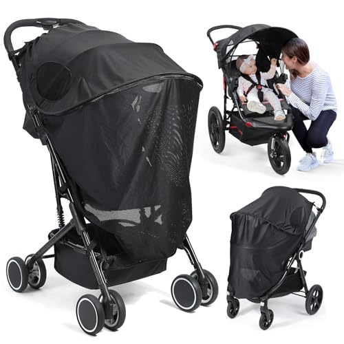 Image of Orzbow Stroller Sun Shade Cover, Removable Stroller Shade Extender with Zip, Universal Canopy for Stroller Sun Protection, Breathable & Stable, Blocks 95% UV(UPF 50+)