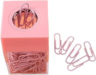 Pink Magnetic Paper Cilp Dispenser Holder Clear Acrylic Paper Clip Organizers with Magnetic Top for Desk Cute Office Binder Clip,Holders Office and School Supplies Holders