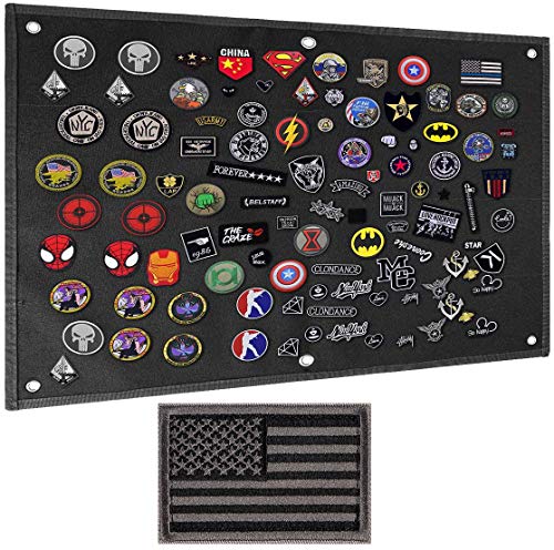 IronSeals Tactical Board Patch Organizer Holder Display with Loop Surface, Steel Ring and Flag Patch